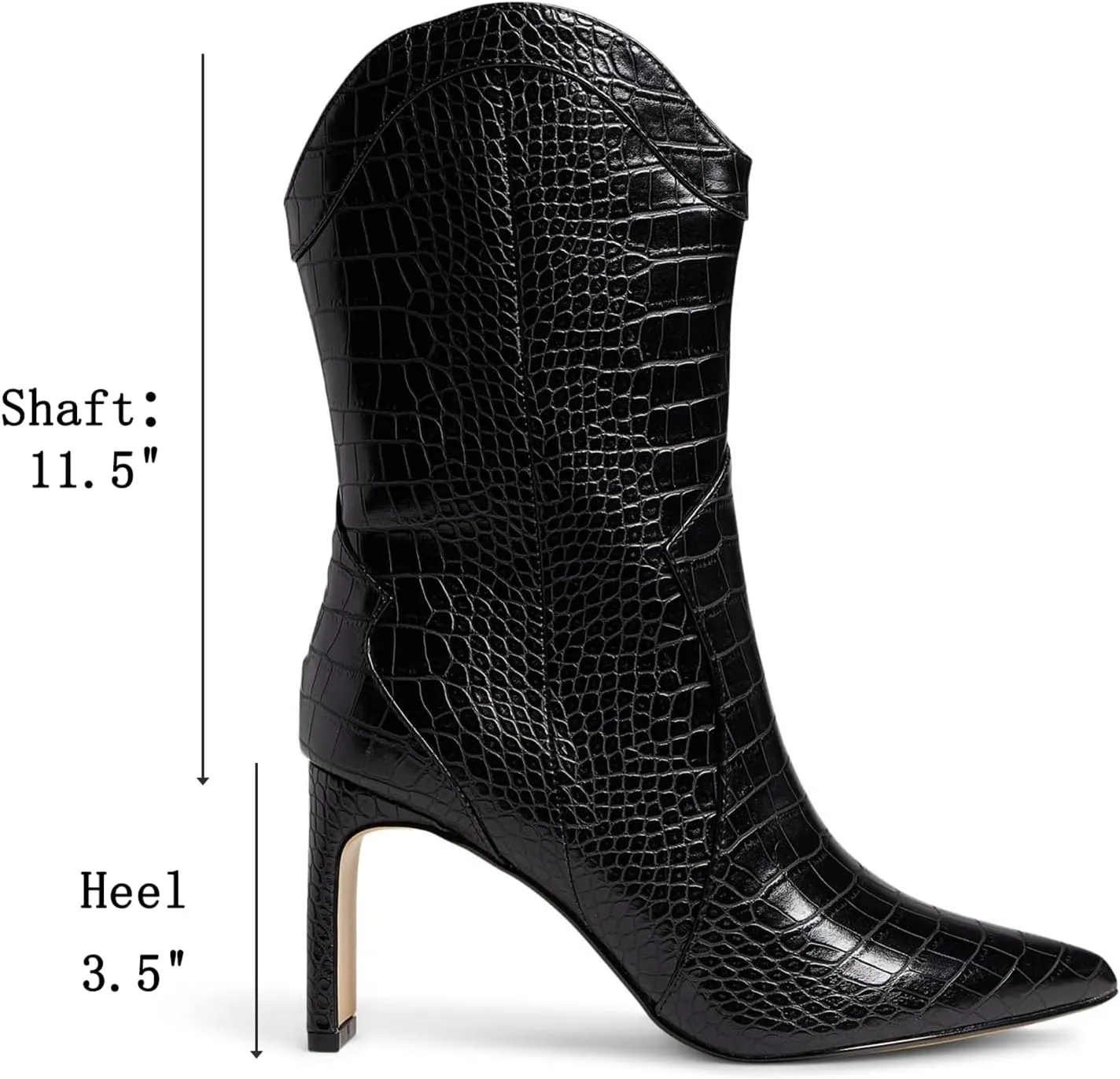 LEHOOR Women High Chunky Heel Cowboy Ankle Boots Pointed Toe Mid Calf Western Booties Crocodile 3.5 inch Thick Heel Short Cowgirl Boots Zipper Matte Animal Print Sexy Sexy 4-11 M US