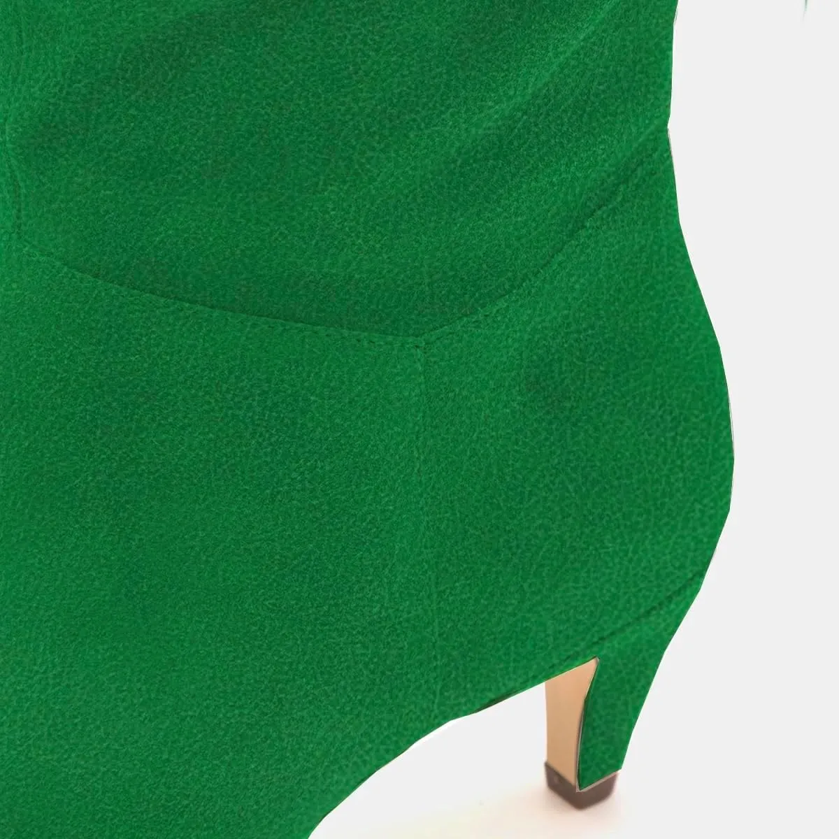 LEHOOR Women Low Kitten Heel Knee High Boots Pointed Toe Suede Slouch Dress Boots Pull On Short Heel Wide Calf 4-11 M US