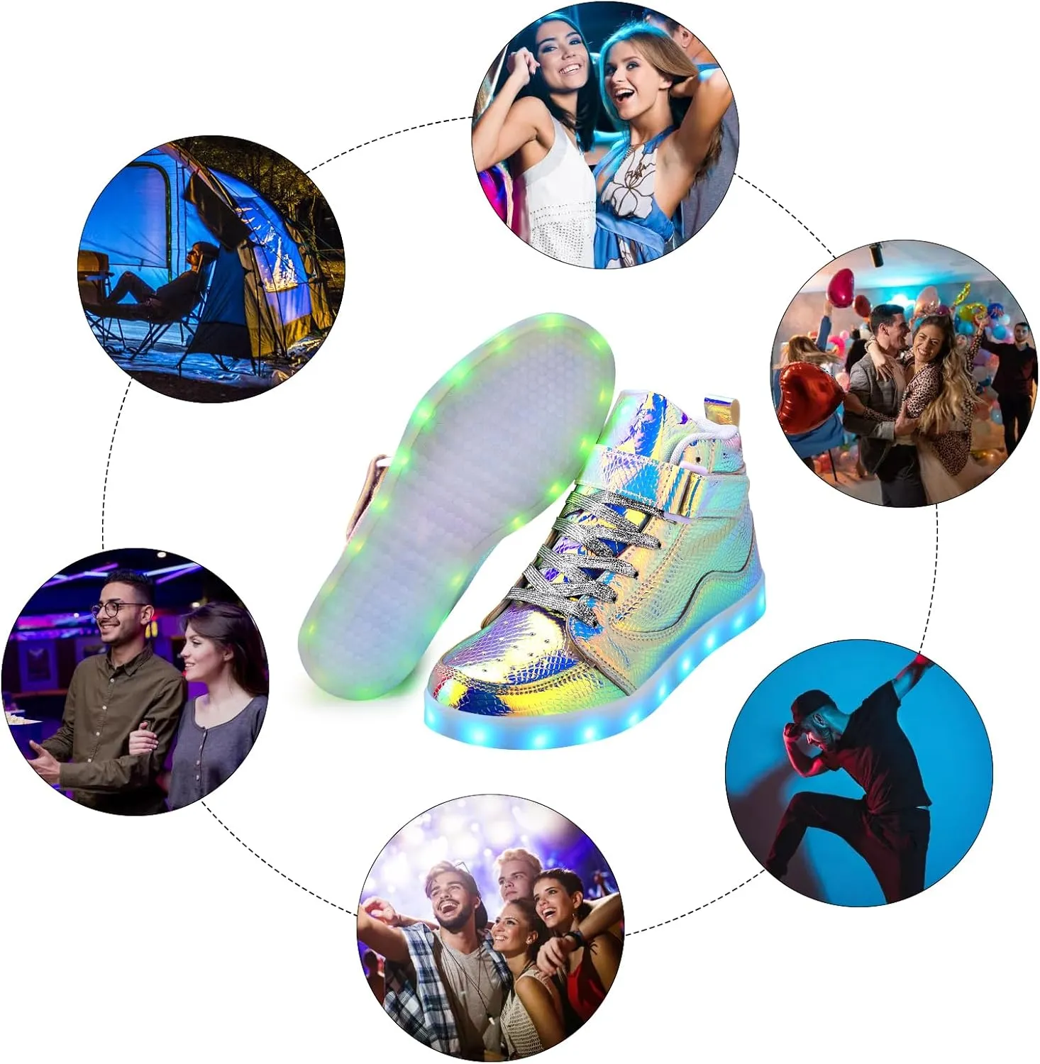 Light Up Shoes Men Women LED Shoes USB Charging Adult High Top LED Sneakers Glow in The Dark Footwear for Dancing Party Festivals Festivals