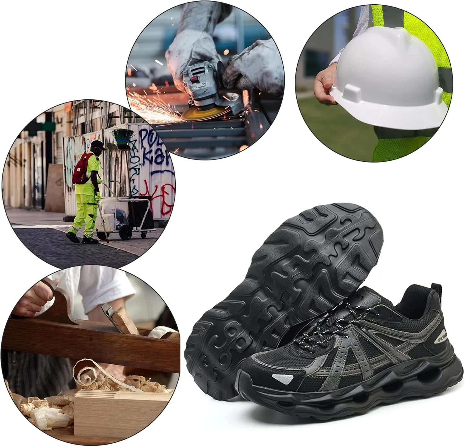 Lightweight Composite Toe Shoes, Breathbale Work Safety Steel Toe Construction Warehouse Sneakers