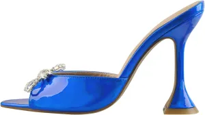 LISHAN Women's Glitter Bowknots Vintage Simple Mules Solid Color Slippers