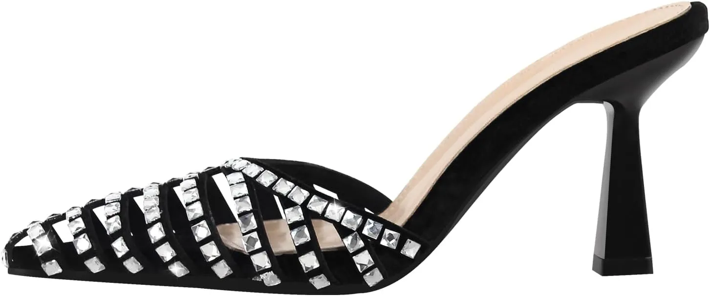 LISHAN Women's Pointed Toe Mules High Heels