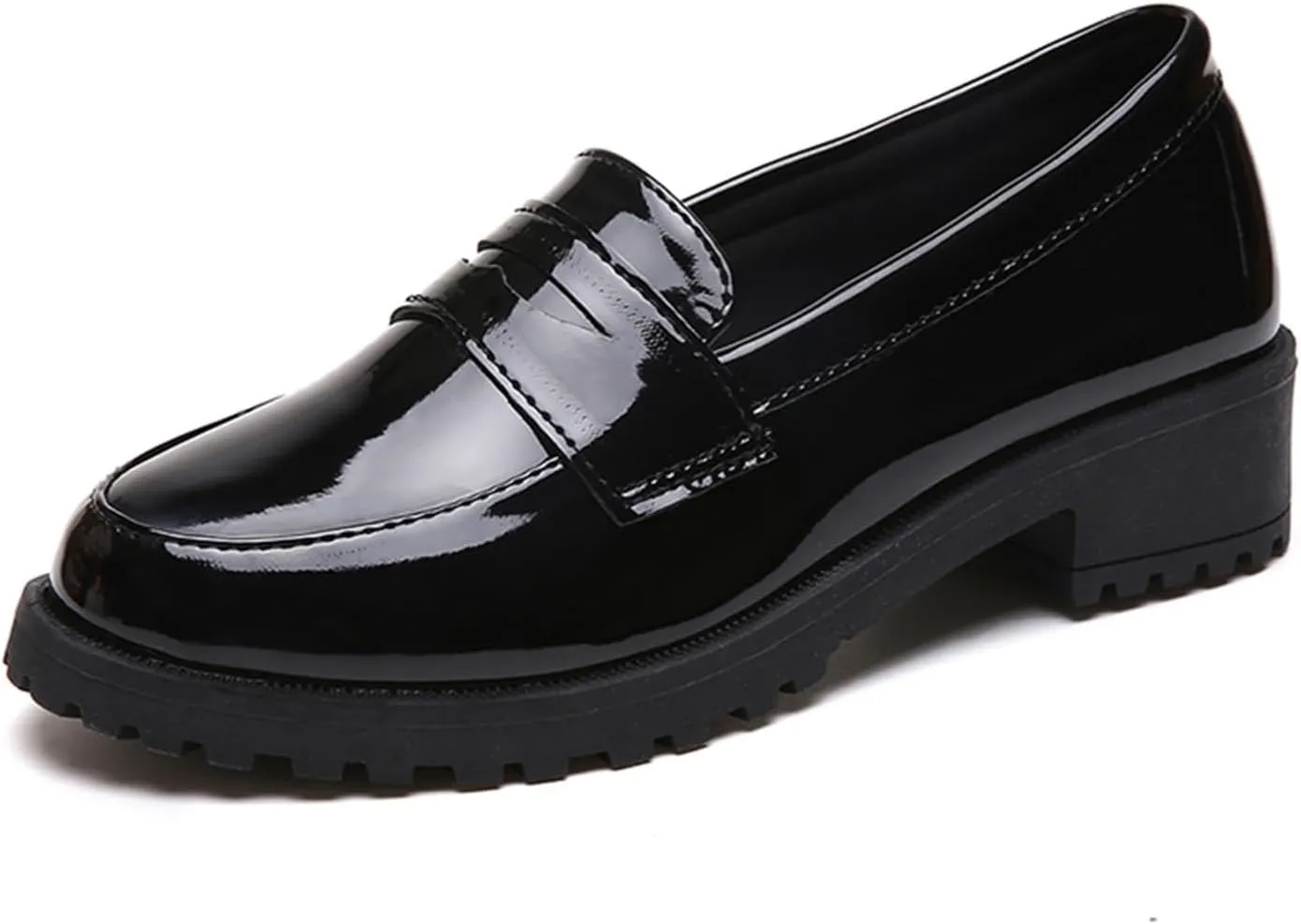 Loafers for Women Autumn Women’s Casual Oxfords Slip-On PU Leather Shoes with High Heels Retro Fashion Plus Size Platform Footwear