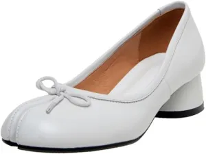 Loafers for Women Women's Leather Split Toe Round Low Heels with Bowknot Stylish Spring Pumps for Ladies
