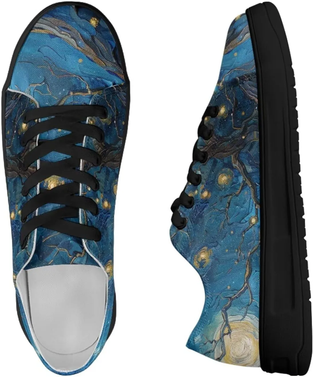 Low-Top Slip Ons Sneakers Canvas Women Black Platform Canvas Shoes Trendy Slip Ons Barefoot Shoes Fit Comfort 5.5-13.5
