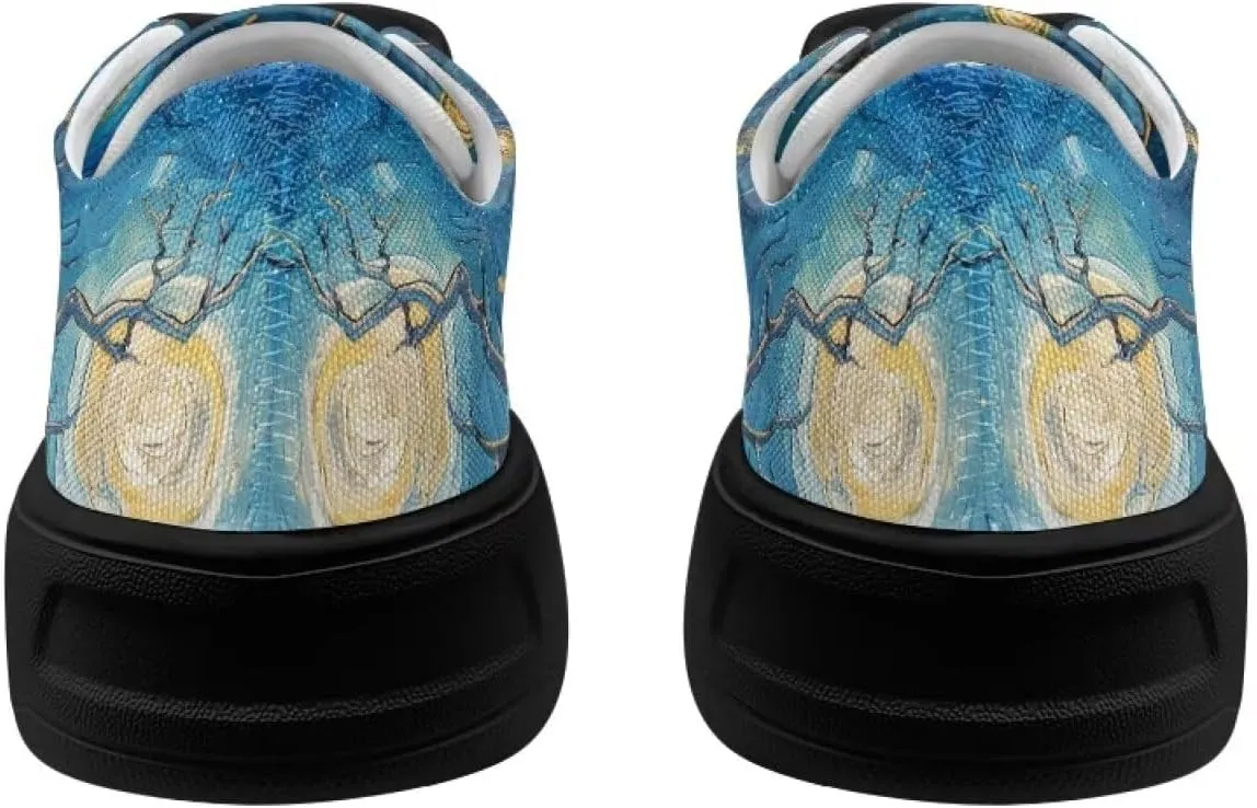 Low-Top Slip Ons Sneakers Canvas Women Black Platform Canvas Shoes Trendy Slip Ons Barefoot Shoes Fit Comfort 5.5-13.5