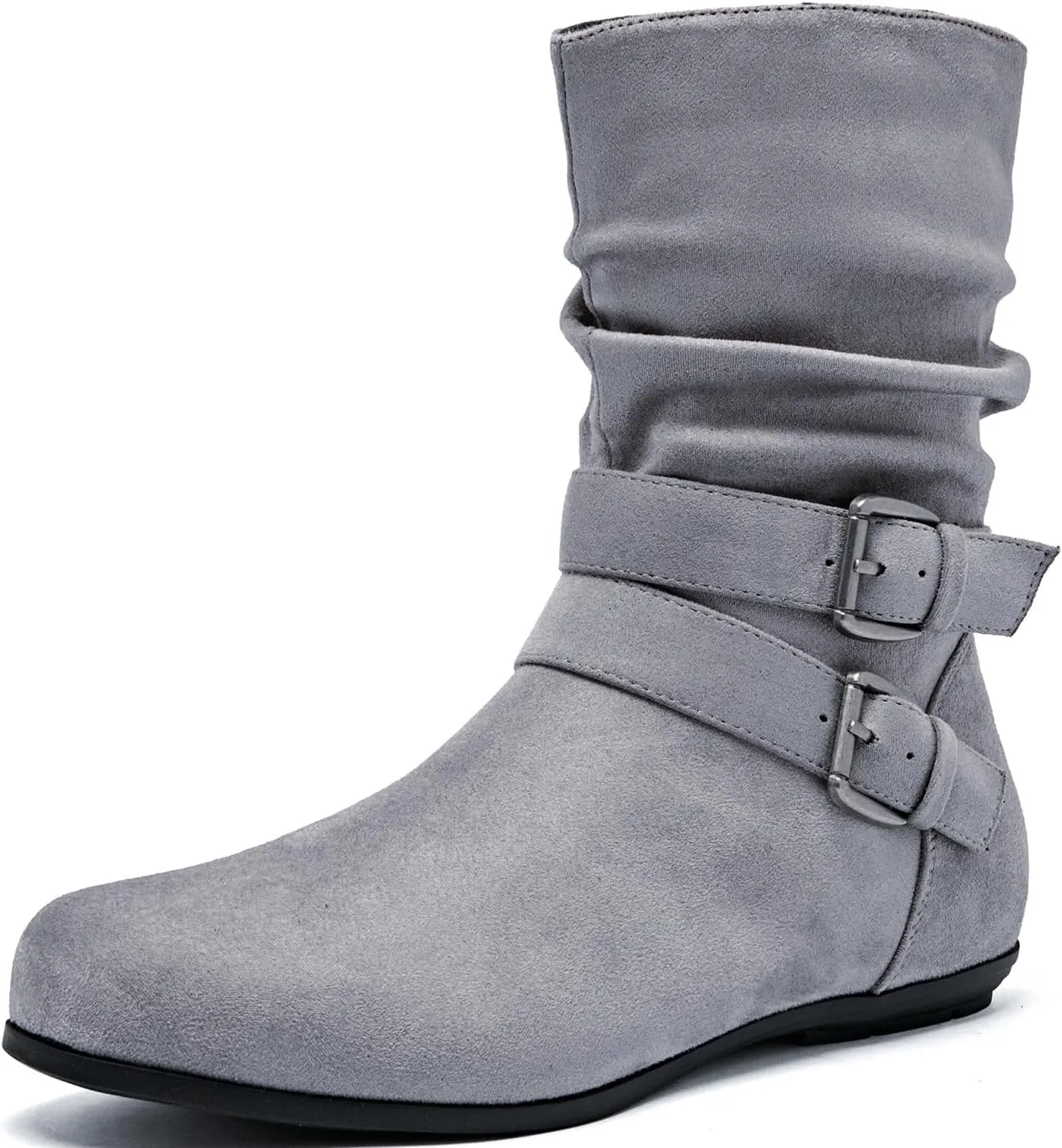 Luoika Women's Wide Width Ankle Boots - Black Brown Short Boots Block Low Heel Side Zipper Booties.