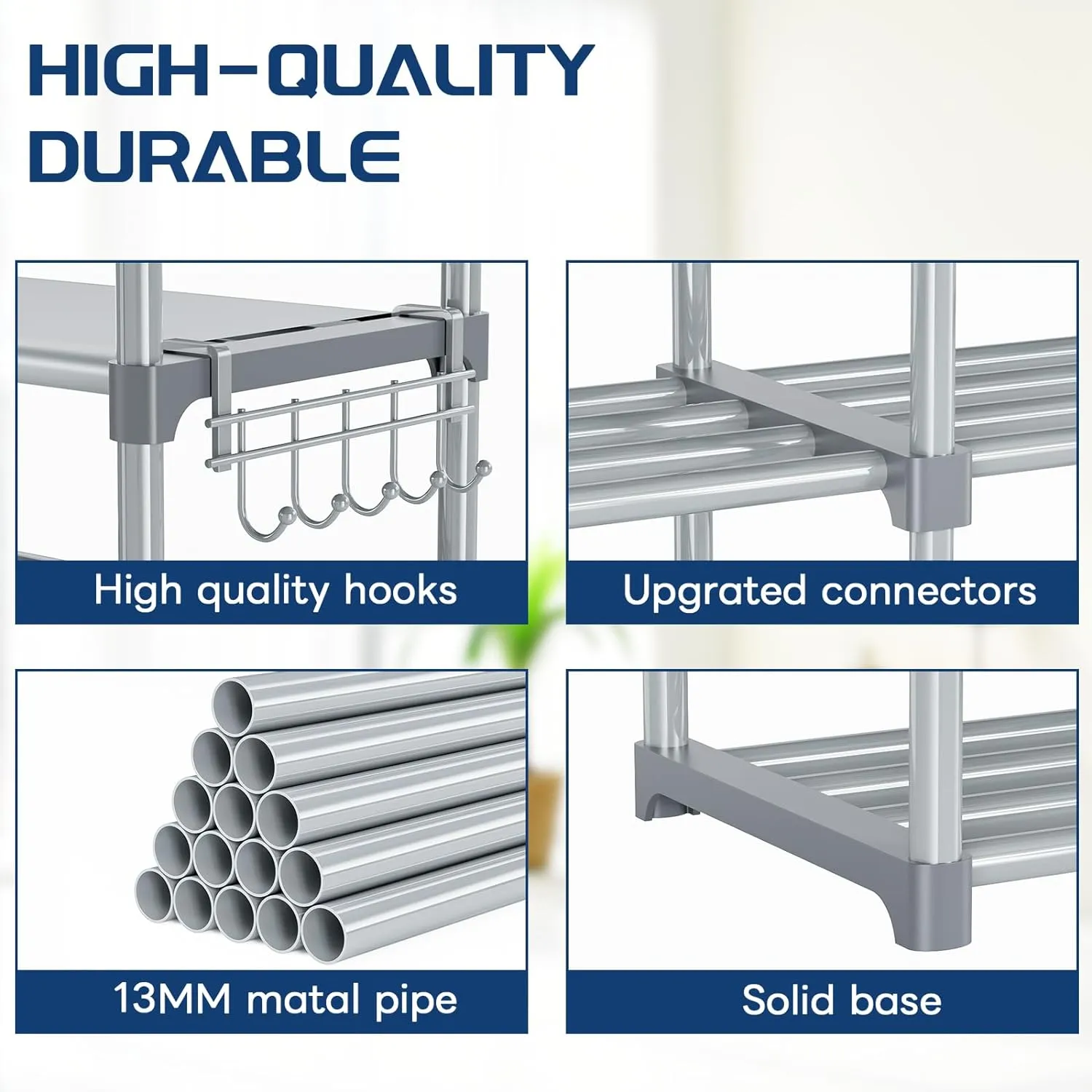 Mavivegue 9 Tiers Tall Shoe Organizer - Vertical Shoe Shelf for 50-55 Pairs, Stackable Racks for Entryway, Closet, Garage - Grey