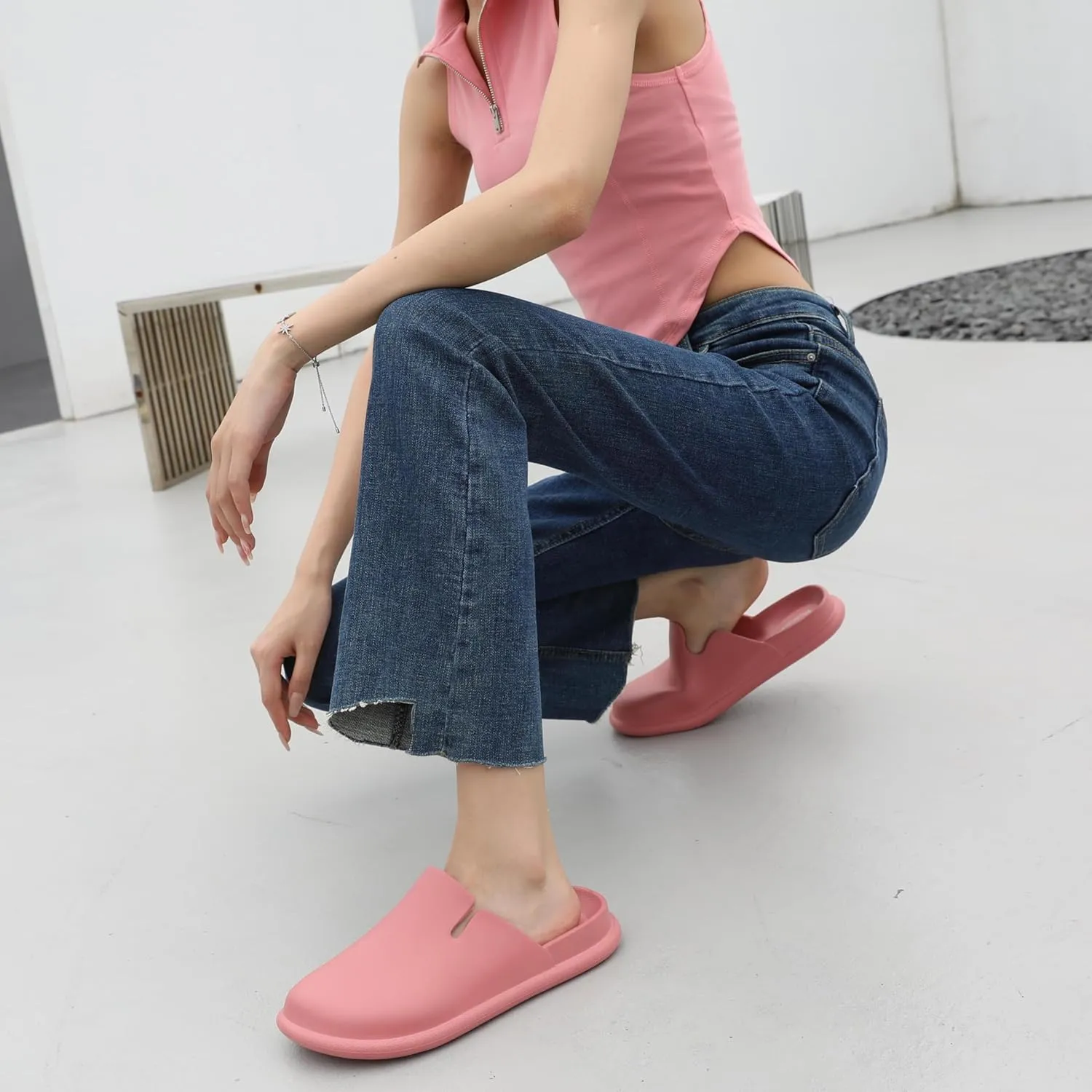 Meetinspace Women Men Unisex EVA Clogs Dupes Wide Round Toe Mules Lightweight Comfortable House Slipper Couples Slip On Shoes