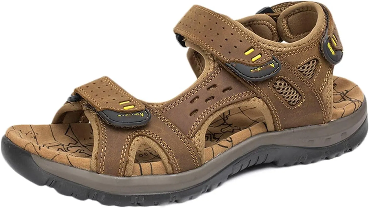 Mens Athletic Sandals Open Toe Hiking Sandals Outdoor Leather Sandals Casual Beach Sandals