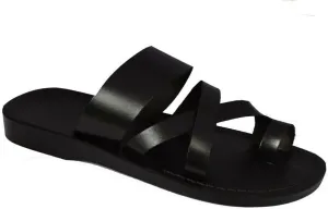 Men's Biblical Jesus Sandals Natural Genuine Camel Leather Toe Loop Handmade From Jerusalem Flip Flops Brown Black Holy Land