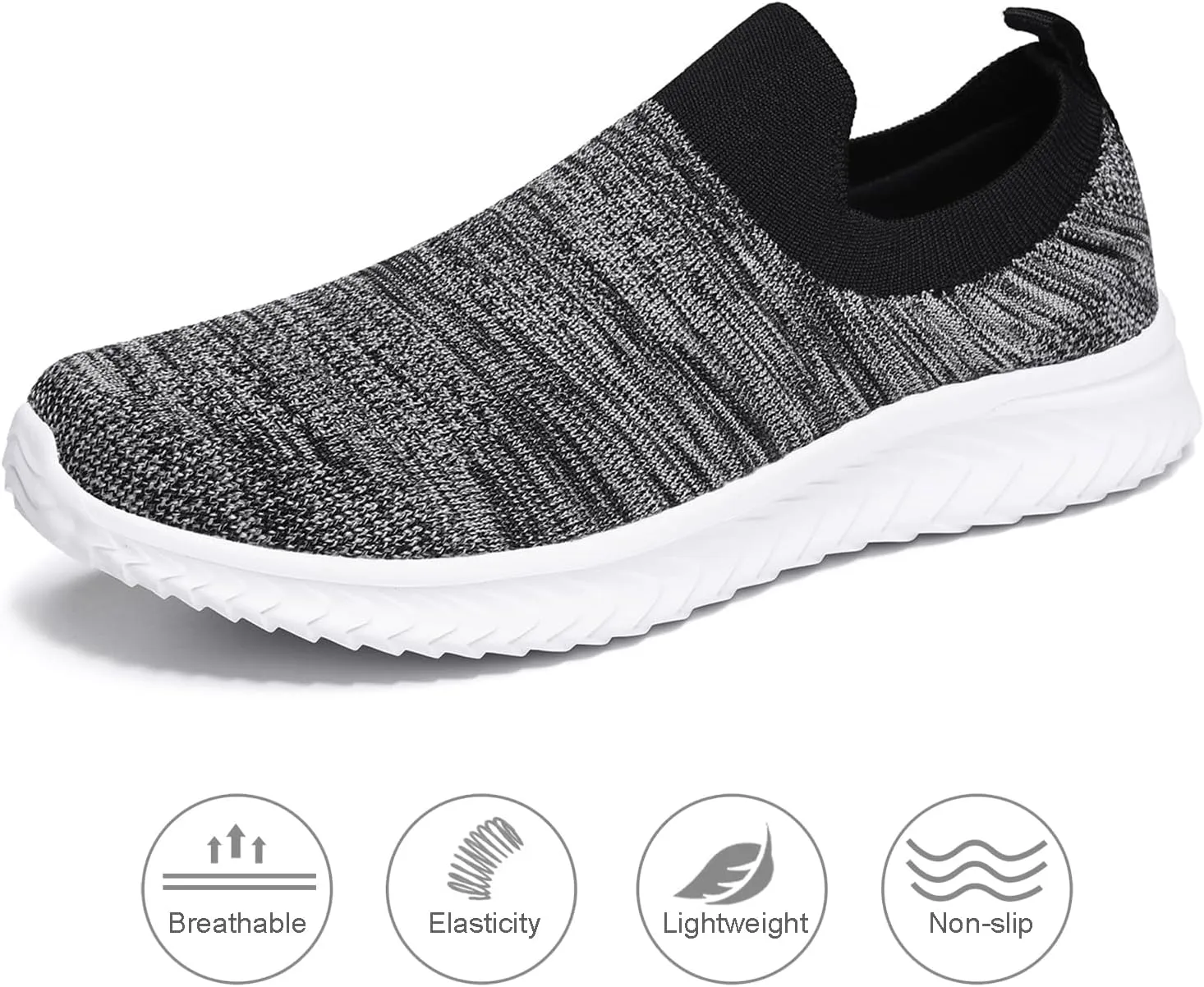 Men's Breathable Knit Walking Tennis Gym Slip On Laceless Sneakers