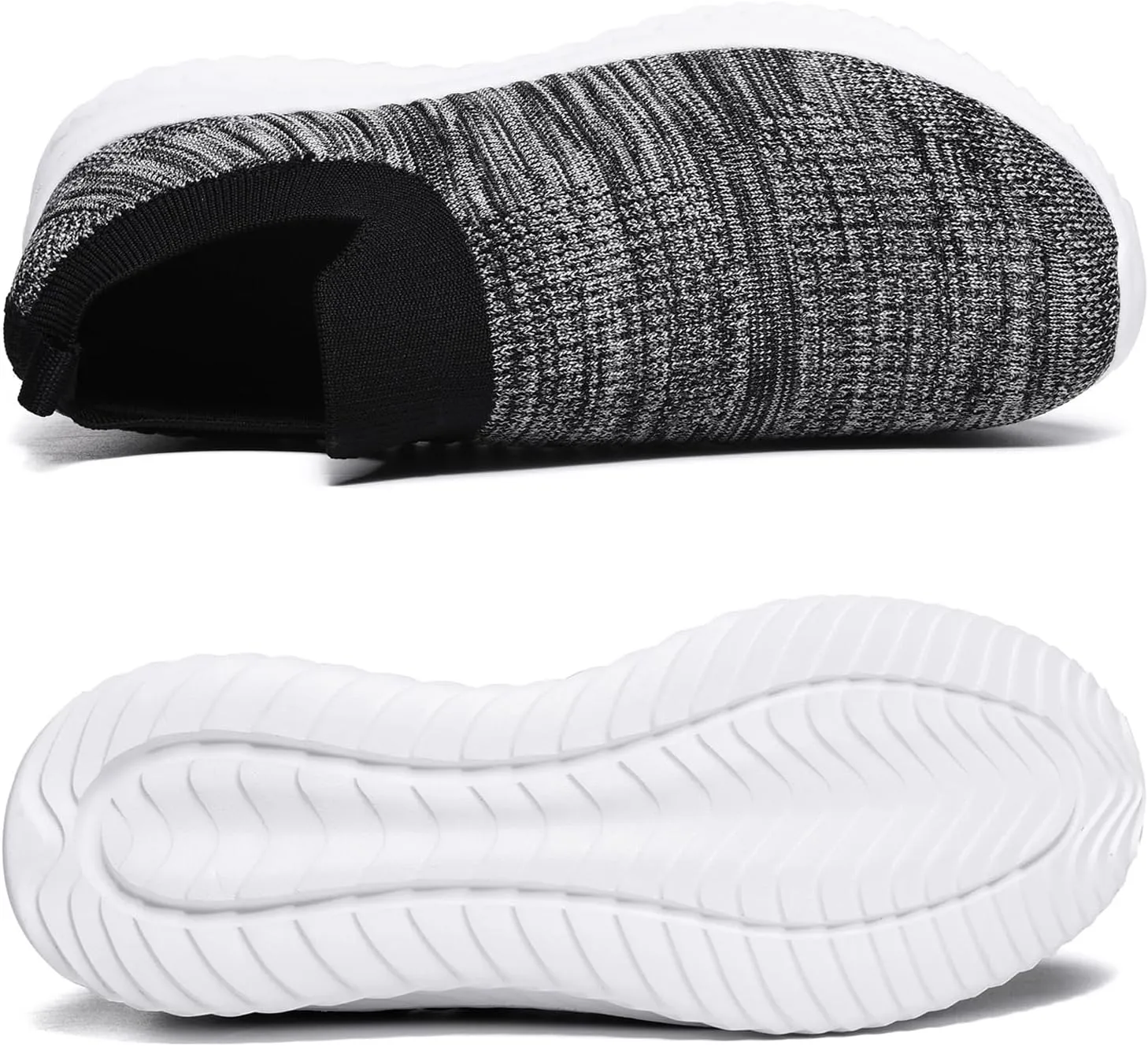 Men's Breathable Knit Walking Tennis Gym Slip On Laceless Sneakers