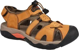 Mens Casual Leather Sandals Closed Toe Beach Shoes Summer Sandals for Hiking Trekking Walking