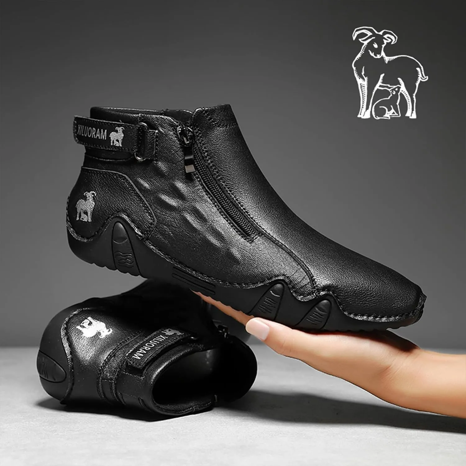 Men's Causal Fashion Ankle Chukka Boots Comfort Round Toe Alligator Printed Fur Lined Non Slip Side Zip Boots Outdoor High Top Driving Walking Shoes