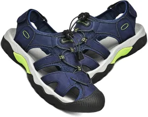 Mens Hiking Sandals Closed Toe Walking Sandals Adjustable Sports Outdoor Trekking Sandals Summer Waterproof Beach Shoes
