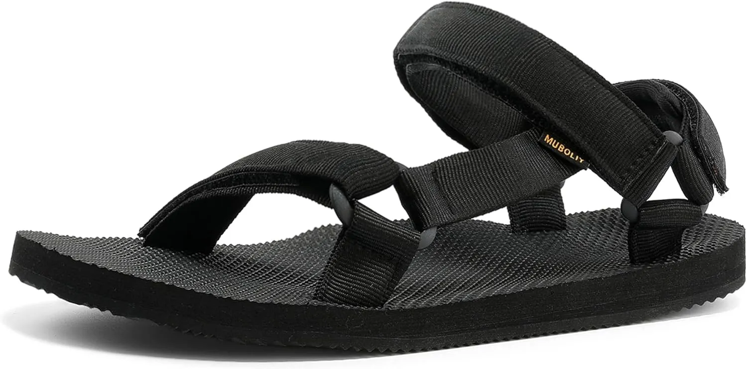 Men's Original Mesh Graphic Print Flat Sandals with Arch Support, Adjustable Hook & Loop Strap, Open Toe, Casual, Outdoor, Walking