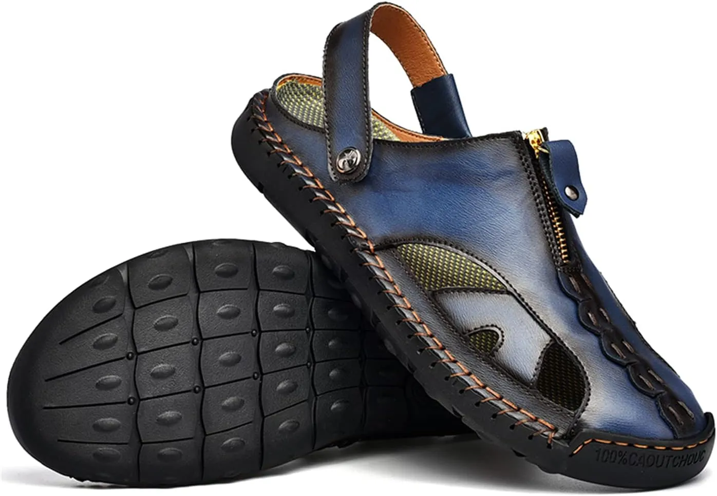 Men's Outdoor Sandals Breathable Summer Beach Shoes Closed Toe Hiking Fisherman Non-Slip Comfortable Casual Leather Sandals