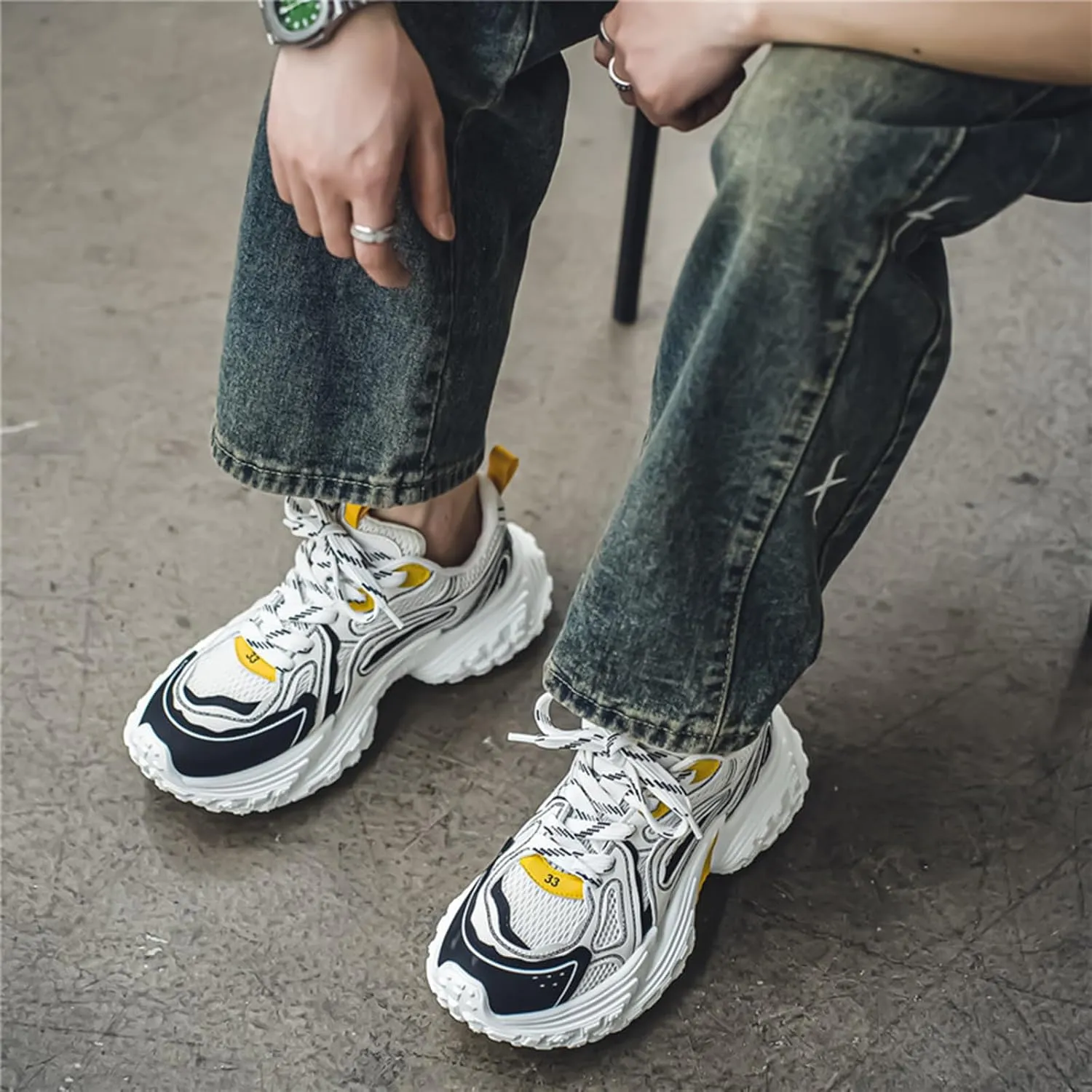 Mens Running Shoes Tennis Walking Shoes Chunky Sneakers Workout Casual Athletic Shoes
