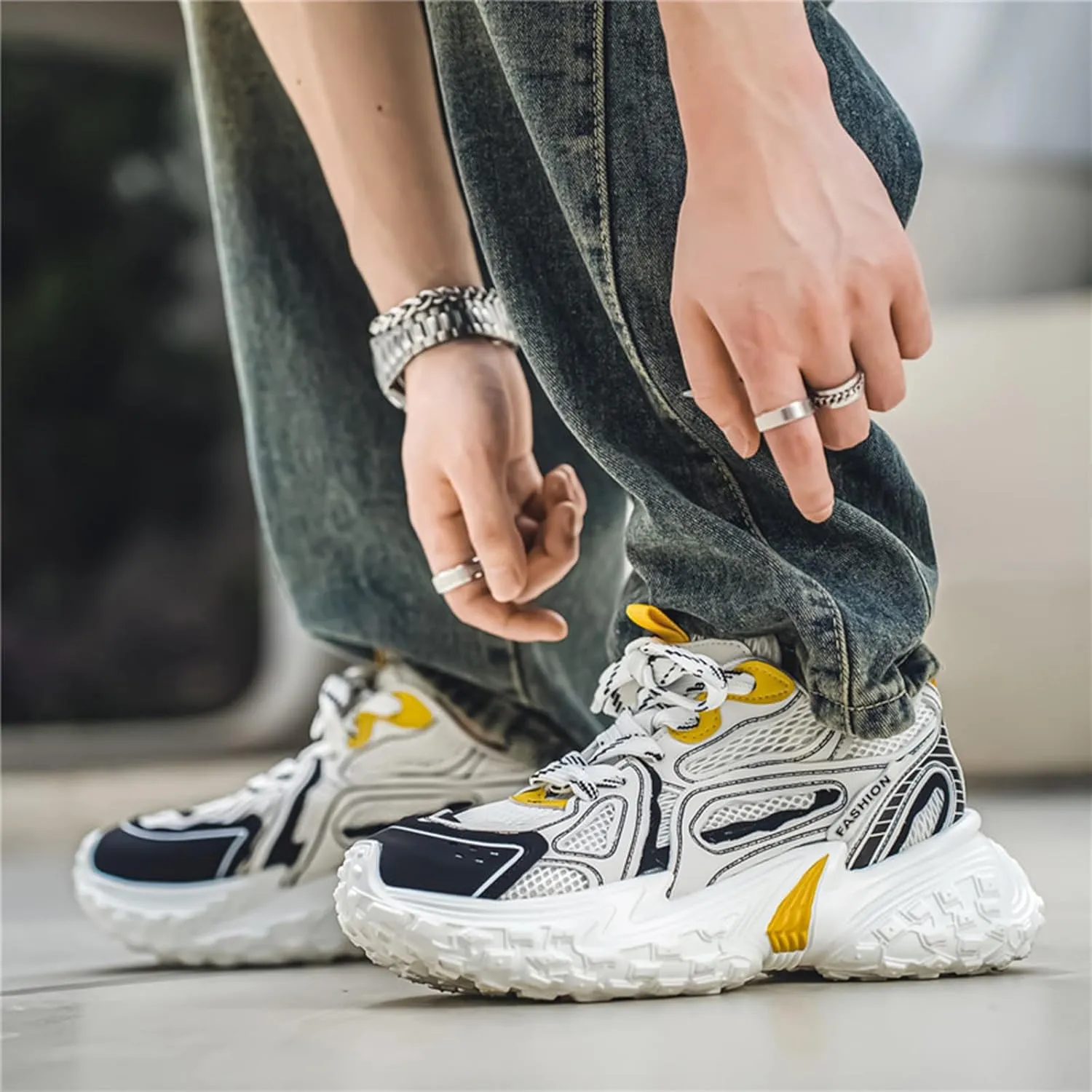 Mens Running Shoes Tennis Walking Shoes Chunky Sneakers Workout Casual Athletic Shoes