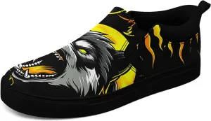 Men's Slip-On Canvas Shoes Gothic Skull Print Casual Lightweight Loafers Comfortable Walking Sneaker for Women