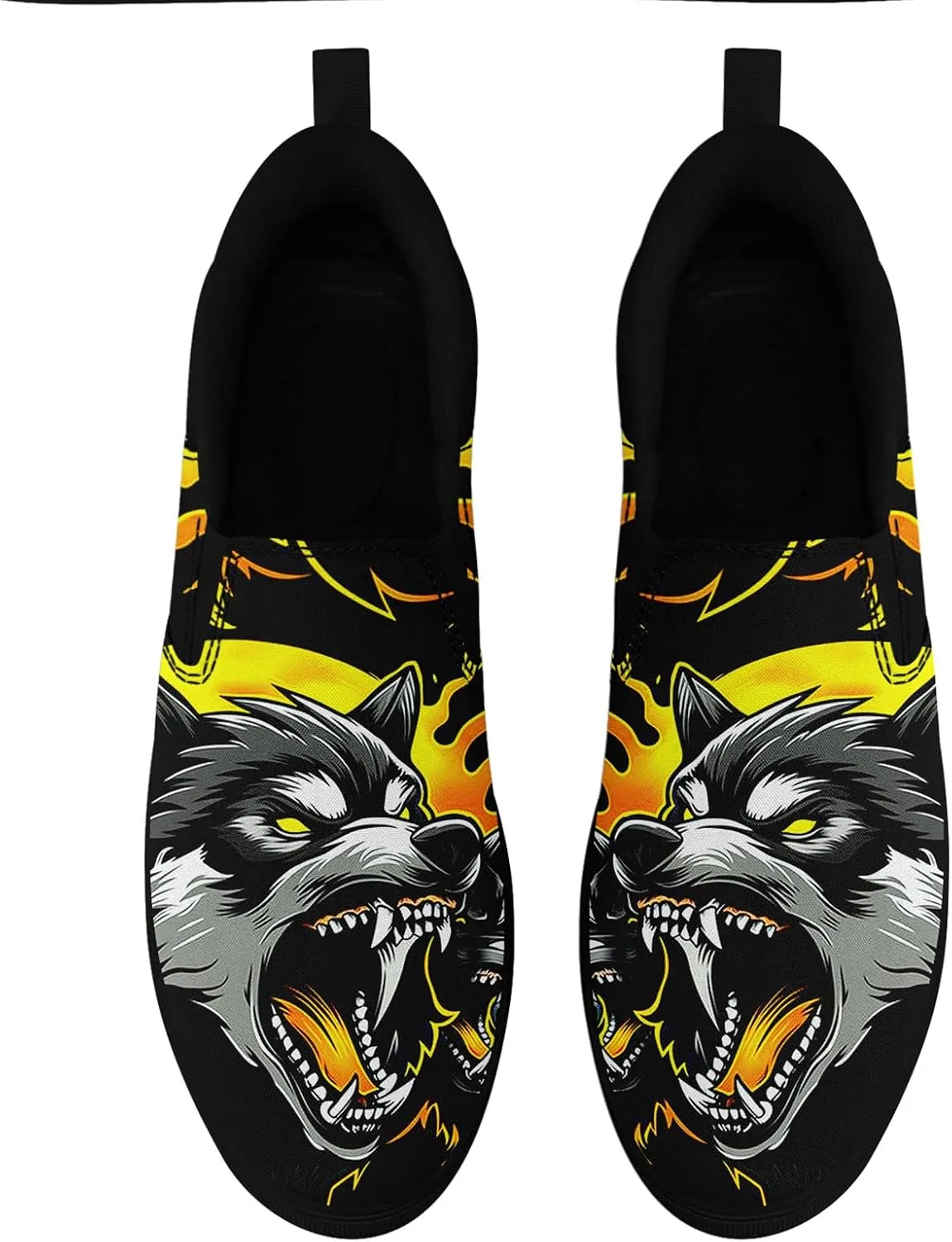 Men's Slip-On Canvas Shoes Gothic Skull Print Casual Lightweight Loafers Comfortable Walking Sneaker for Women