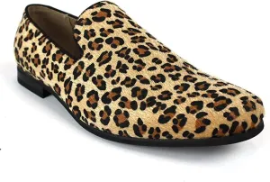 Men's Slip On Leopard Print Modern Dress Shoes Loafers