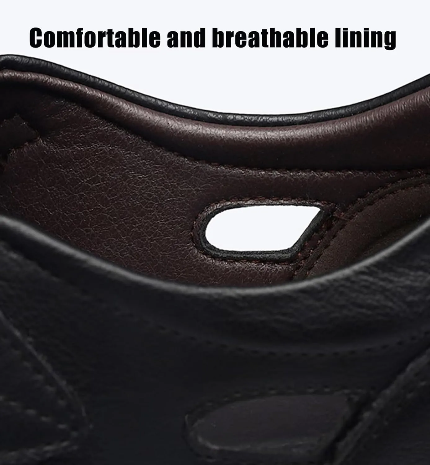 Mens Sports Sandals Leather Closed Toe Outdoor Beach Shoes Breathable Summer Hiking Trekking Walking Sandals