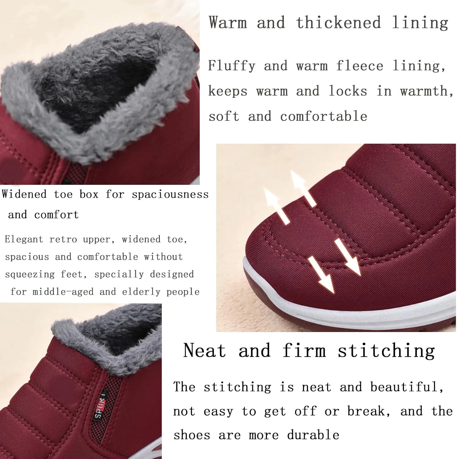 Men's Winter Boots Waterproof Slip-On Warm Lined Boots Ankle Boots Lightweight Waterproof Outdoor Winter Deep Grain Rubber Sole for