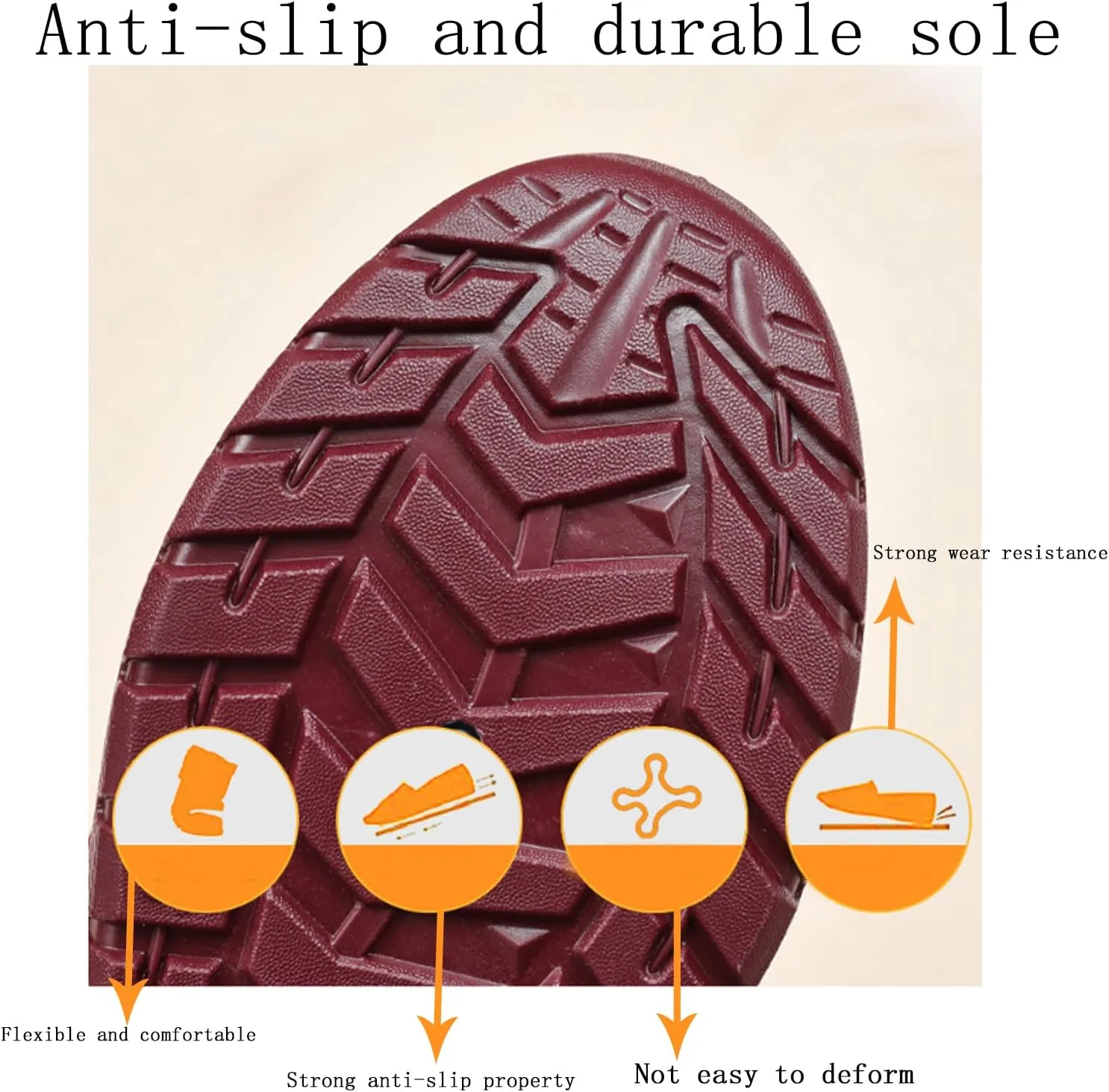 Men's Winter Boots Waterproof Slip-On Warm Lined Boots Ankle Boots Lightweight Waterproof Outdoor Winter Deep Grain Rubber Sole for