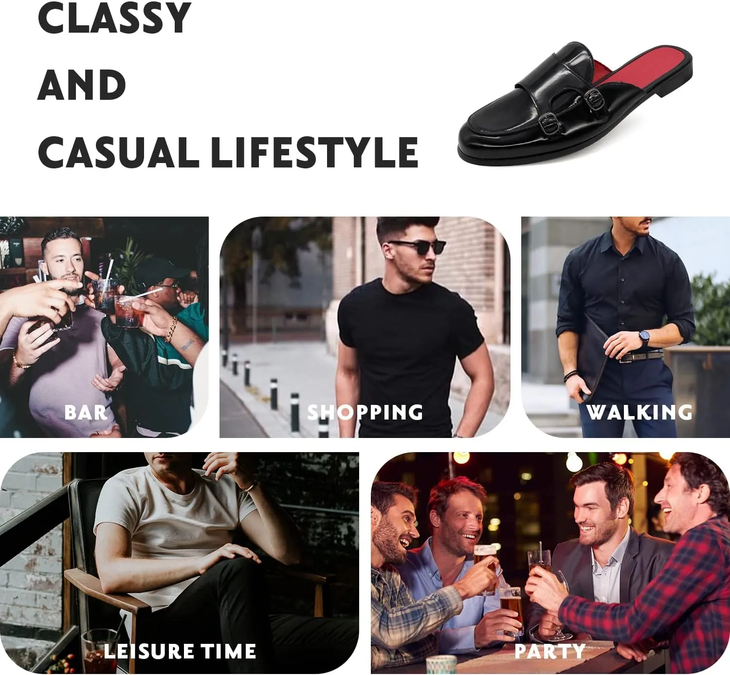 MHB Men's Mule Stylish Backless Slip-On Loafer Casual Dress Sandal Shoes Fashionable Slipper for Men Plus Size 7-13