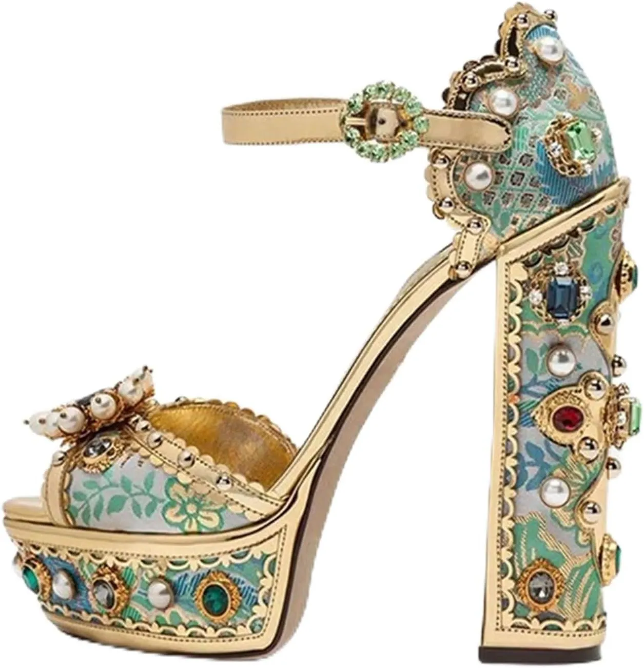 MILDSEVEN Women's Retro Fashion Peep Toe Sandals with Crystal, Sexy Luxurious Casual Popular Buckle Strap Extreme High Heels for Wedding, Parties And Banquets, 15