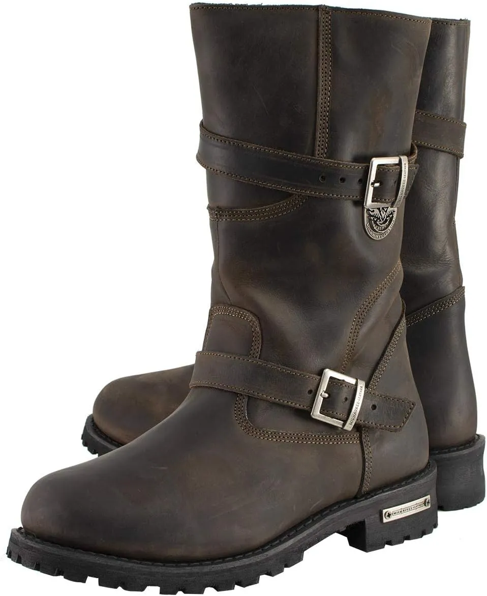Milwaukee Leather Men’s Premium Leather Classic Engineer Motorcycle Riding Boots Collection - 9