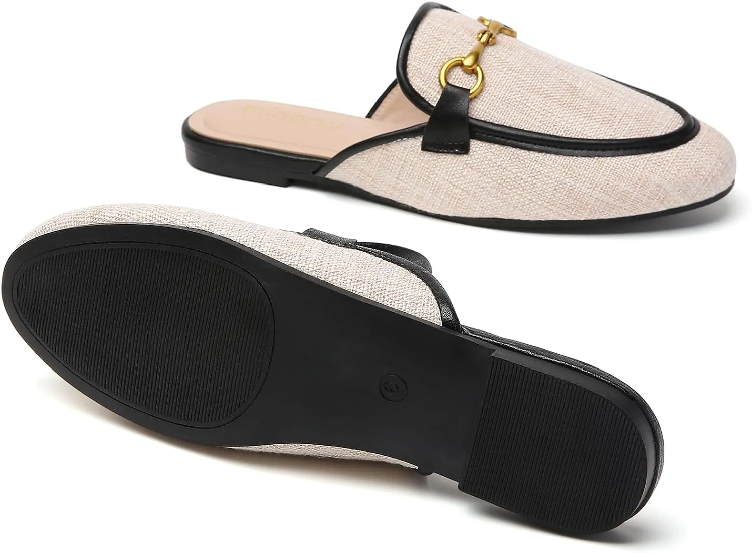Minorsu Women's Black Animal Print Buckle Mules - Memory Foam Insole - Low Heel - Casual Mule Shoes
