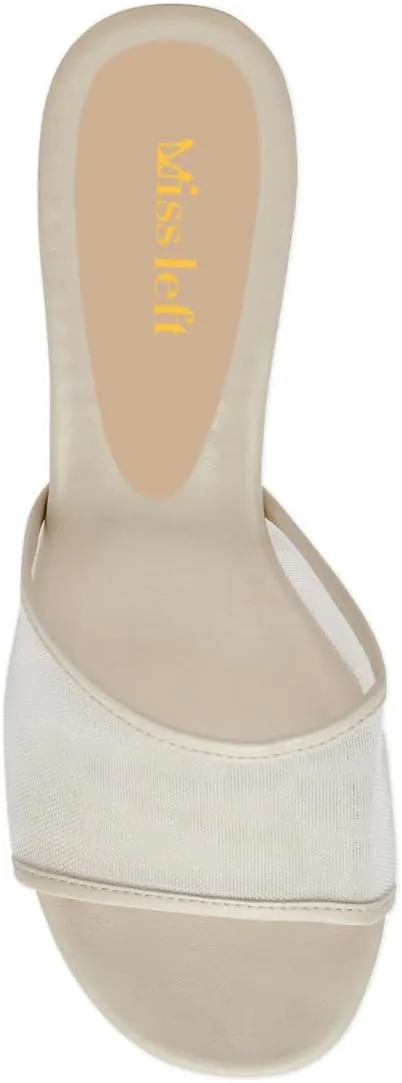 miss left Women Comfortable Low Heel Soft Insole Mesh Mules Slip On Summer Holiday Casual Daily Walking Slide Sandals Size 4-16 US