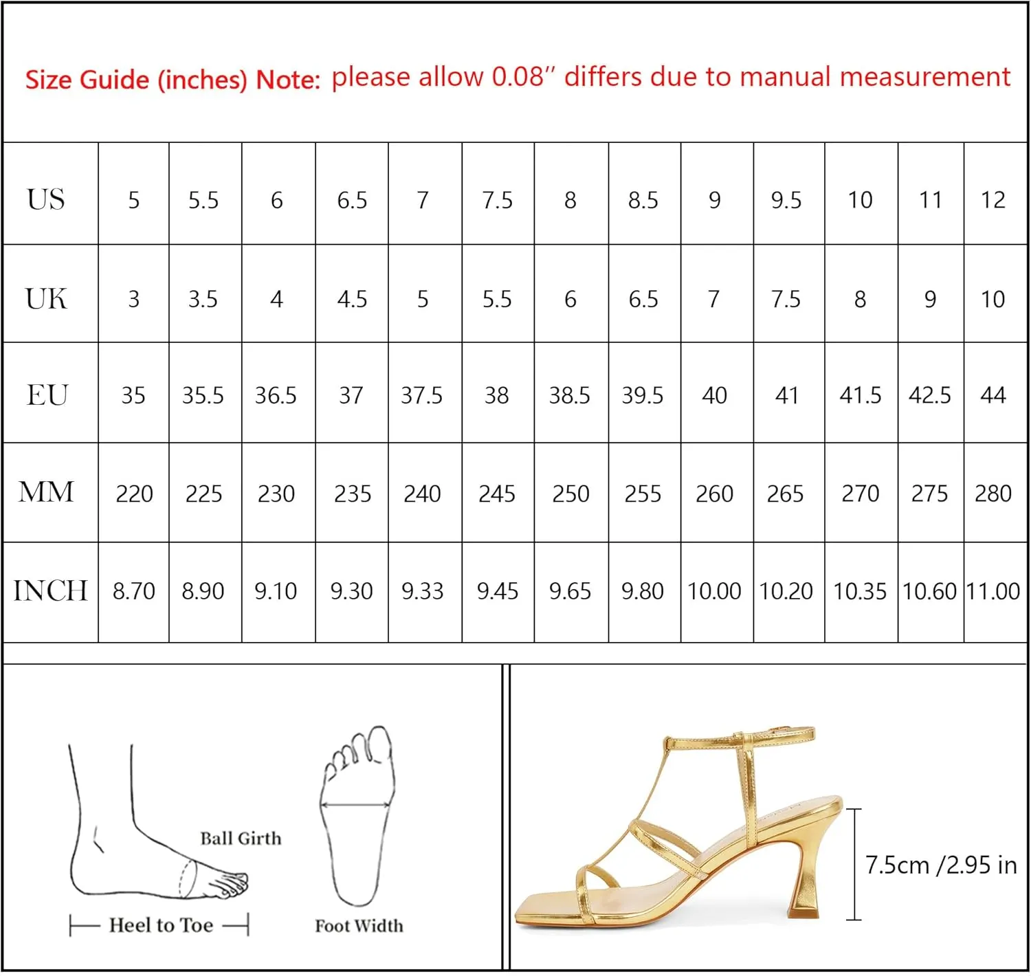 Modatope Strappy Sandals Women Square Toe Ankle Strap Kitten Stiletto Heeled Sandals Open Toe T-Strap Gladiator Sandals