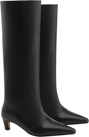 MOOMMO Women Kitten Heel Over Knee High Boots Square Toe Matte Pull On Wide Calf Pleated Low Heel Thigh Boots Stylish Retro Dress Boots Chic Party Comfy 4-11 M US