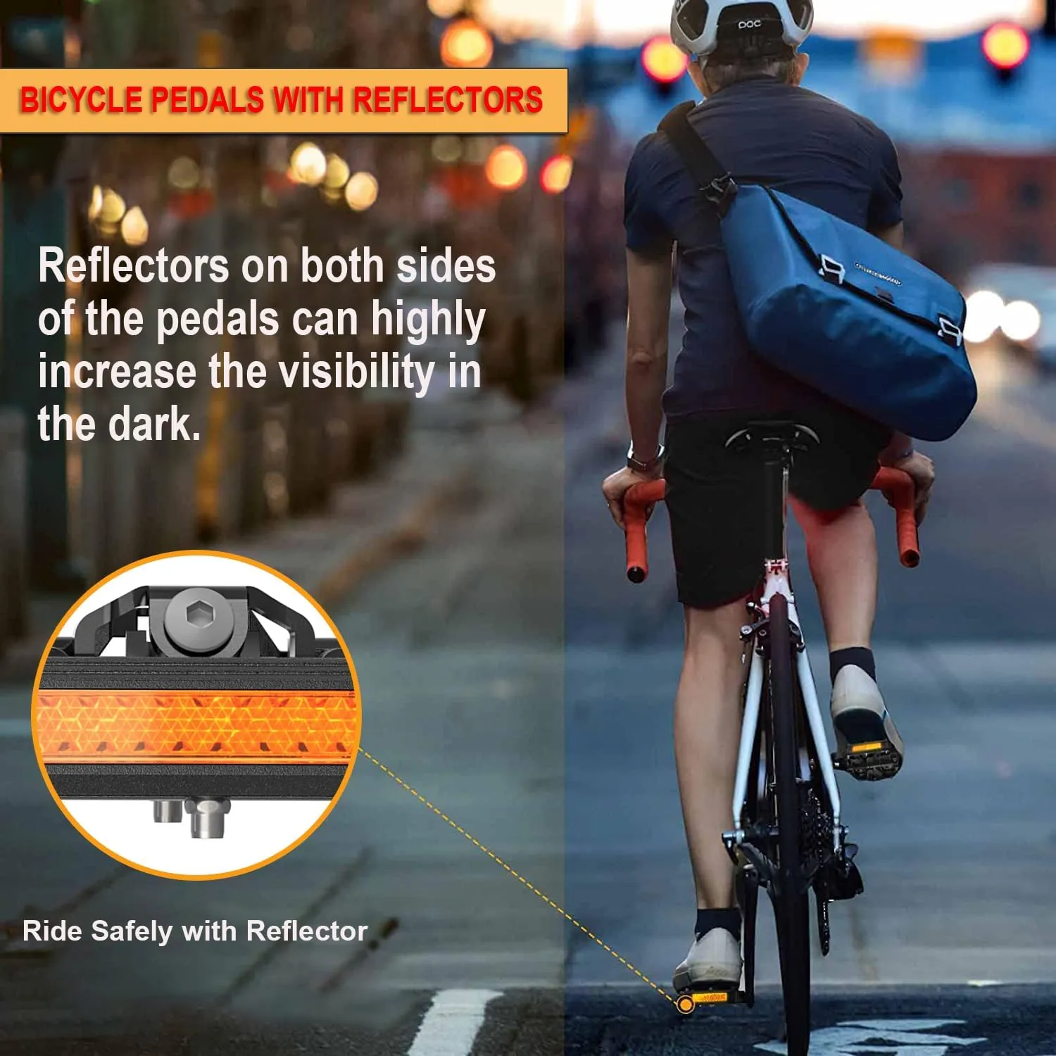 Mountain Bike Pedals with Reflector- Dual Function Plat & Clipless Pedals, Bicycle Pedal 9/16”Compatible with SPD - 3 Sealed Bearings Bicycle Platform Mountain Pedals