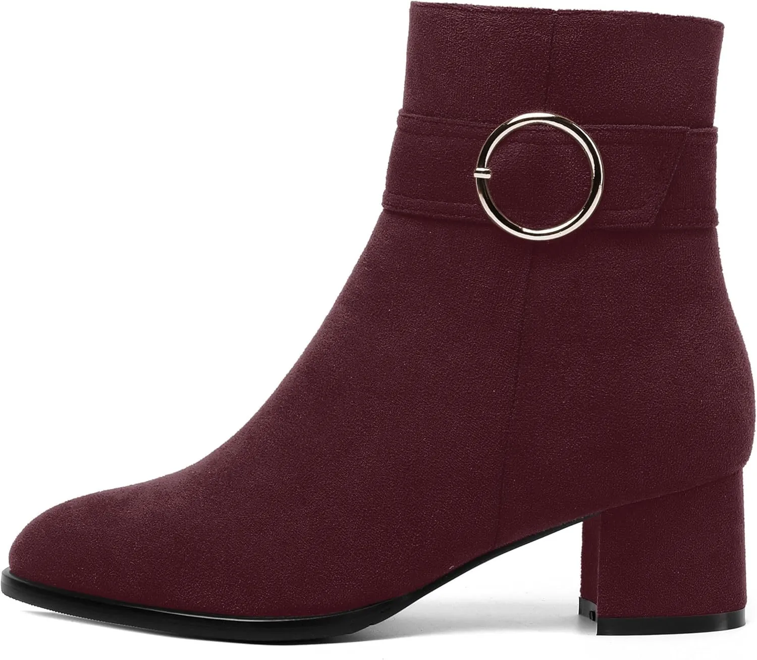 MOVINSTEPS Ankle Boots for Women Low Chunky Heel Wide Width Suede Short Booties Comfortable Casual Business Fashion Dressy Fall Winter Boots 2 Inch