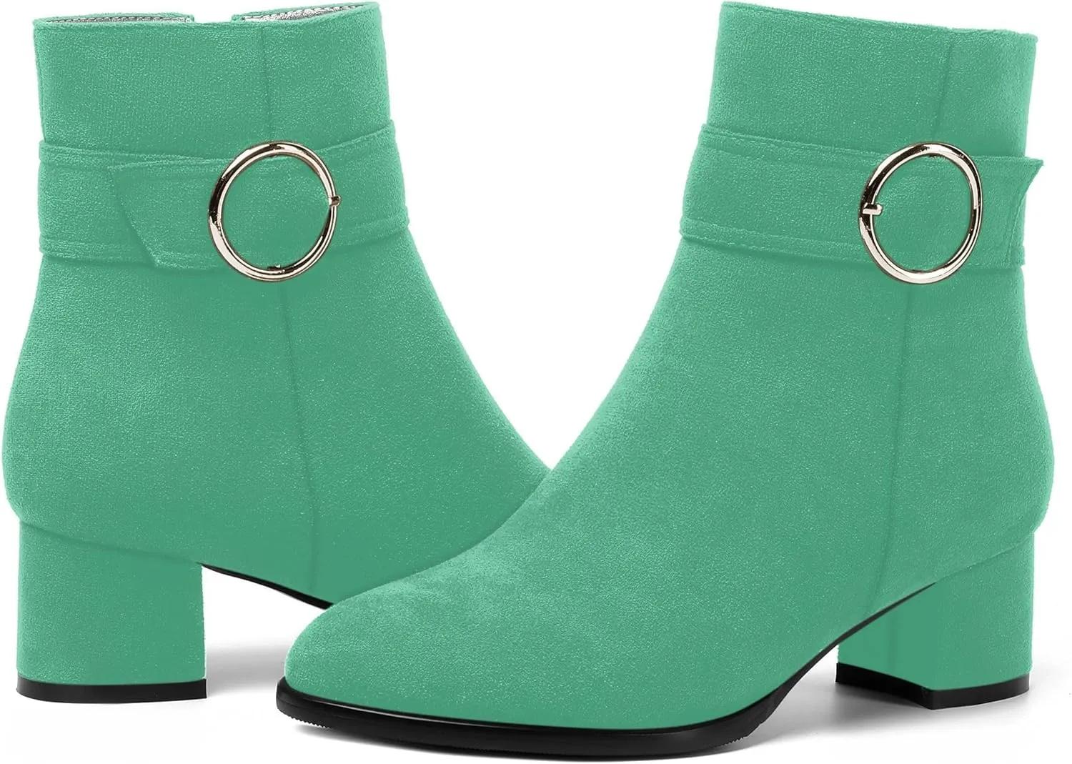 MOVINSTEPS Ankle Boots for Women Low Chunky Heel Wide Width Suede Short Booties Comfortable Casual Business Fashion Dressy Fall Winter Boots 2 Inch