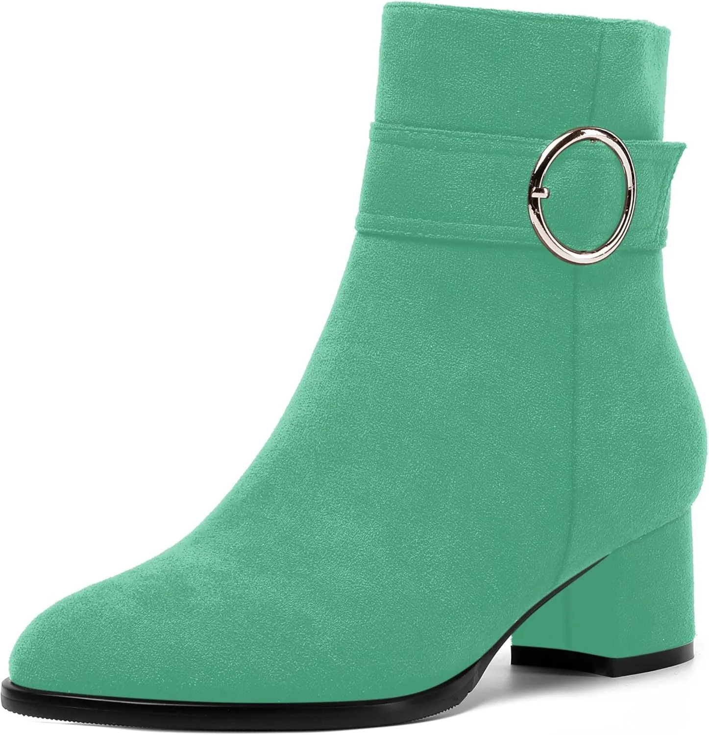 MOVINSTEPS Ankle Boots for Women Low Chunky Heel Wide Width Suede Short Booties Comfortable Casual Business Fashion Dressy Fall Winter Boots 2 Inch