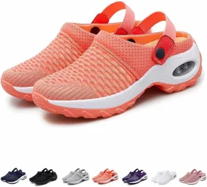 Mules Clogs for Women Summer Air Cushion Platform Mesh Mules Sneaker Sandals for Female Lightweight Beach Shoes Outdoor Slippers Walking Shoes Plantar Fasciitis Slippers Man Orthopedic Slip On Sandals