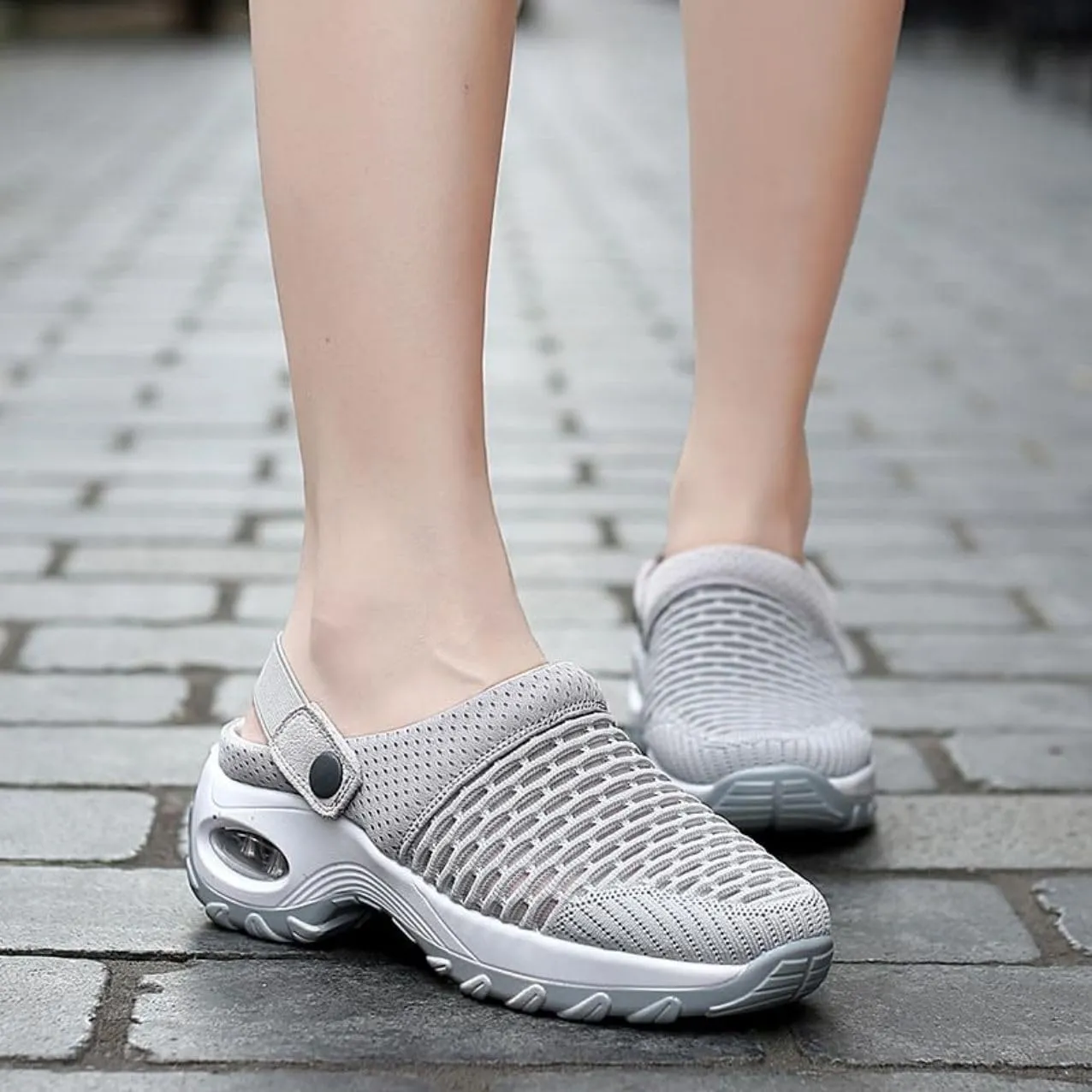 Mules Clogs for Women Summer Air Cushion Platform Mesh Mules Sneaker Sandals for Female Lightweight Beach Shoes Outdoor Slippers Walking Shoes Plantar Fasciitis Slippers Man Orthopedic Slip On Sandals