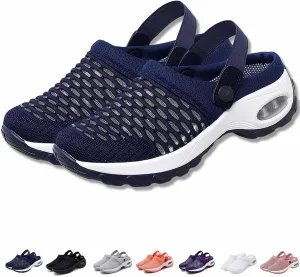 Mules Clogs for Women Summer Air Cushion Platform Mesh Mules Sneaker Sandals for Female Lightweight Beach Shoes Outdoor Slippers Walking Shoes Plantar Fasciitis Slippers Man Orthopedic Slip On Sandals