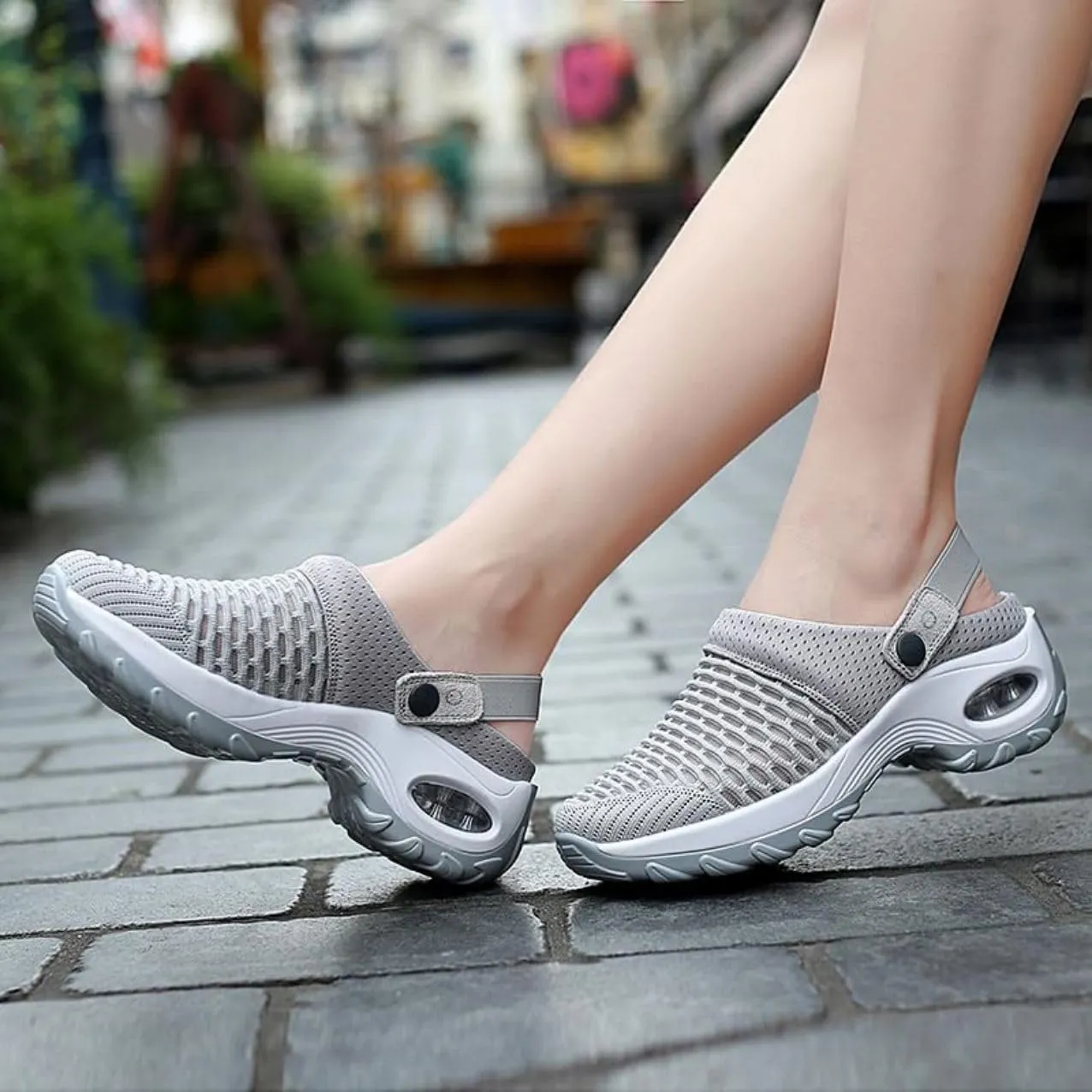 Mules Clogs for Women Summer Air Cushion Platform Mesh Mules Sneaker Sandals for Female Lightweight Beach Shoes Outdoor Slippers Walking Shoes Plantar Fasciitis Slippers Man Orthopedic Slip On Sandals