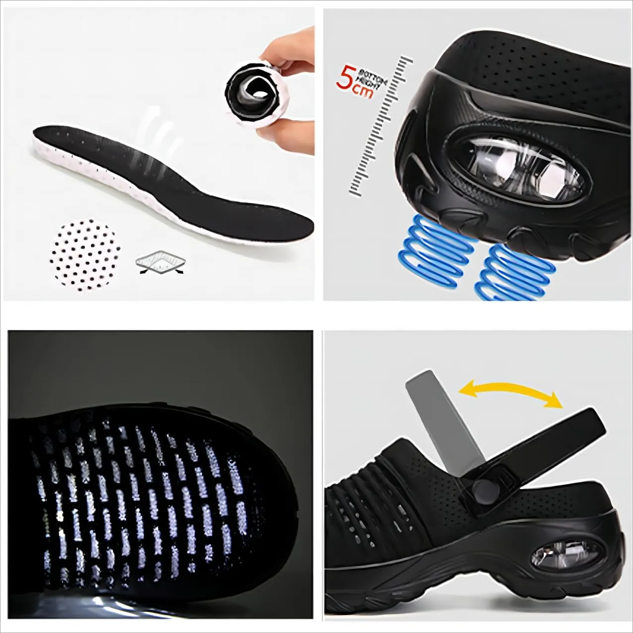 Mules Clogs for Women Summer Air Cushion Platform Mesh Mules Sneaker Sandals for Female Lightweight Beach Shoes Outdoor Slippers Walking Shoes Plantar Fasciitis Slippers Man Orthopedic Slip On Sandals