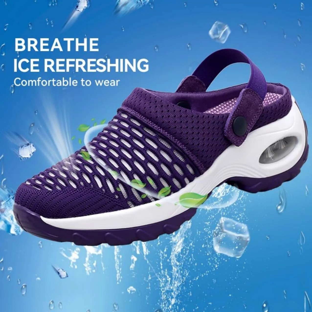 Mules Clogs for Women Summer Air Cushion Platform Mesh Mules Sneaker Sandals for Female Lightweight Beach Shoes Outdoor Slippers Walking Shoes Plantar Fasciitis Slippers Man Orthopedic Slip On Sandals