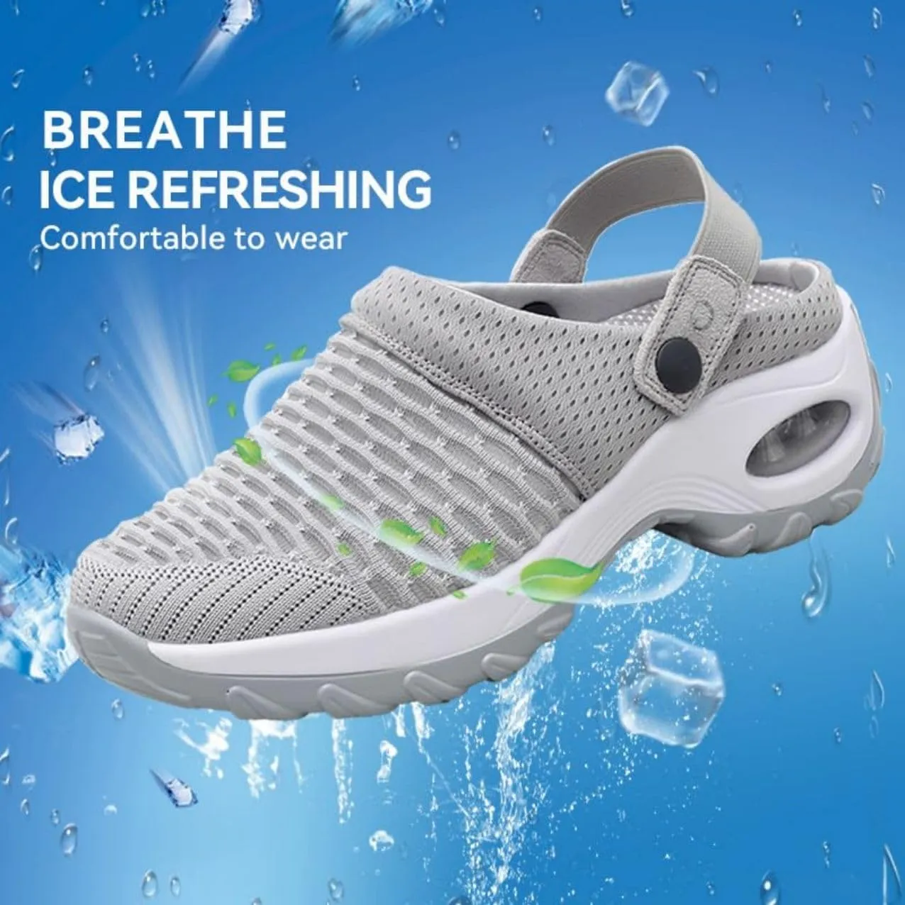 Mules Clogs for Women Summer Air Cushion Platform Mesh Mules Sneaker Sandals for Female Lightweight Beach Shoes Outdoor Slippers Walking Shoes Plantar Fasciitis Slippers Man Orthopedic Slip On Sandals