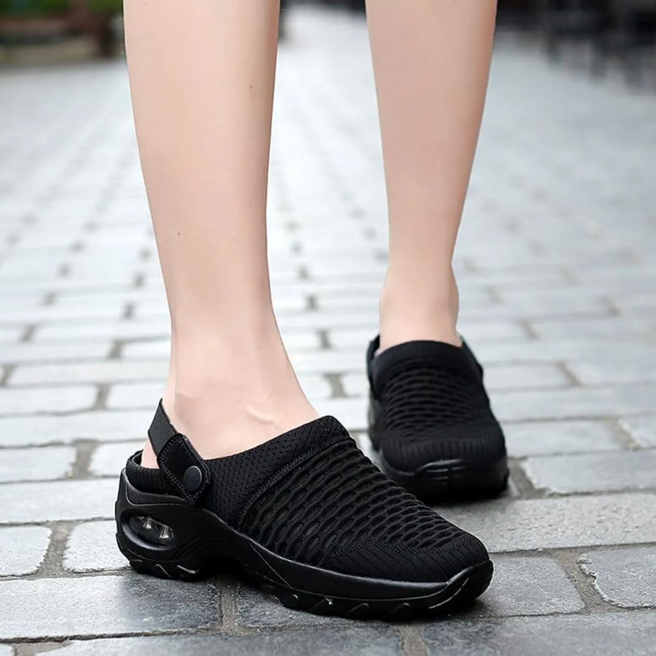 Mules Clogs for Women Summer Air Cushion Platform Mesh Mules Sneaker Sandals for Female Lightweight Beach Shoes Outdoor Slippers Walking Shoes Plantar Fasciitis Slippers Man Orthopedic Slip On Sandals