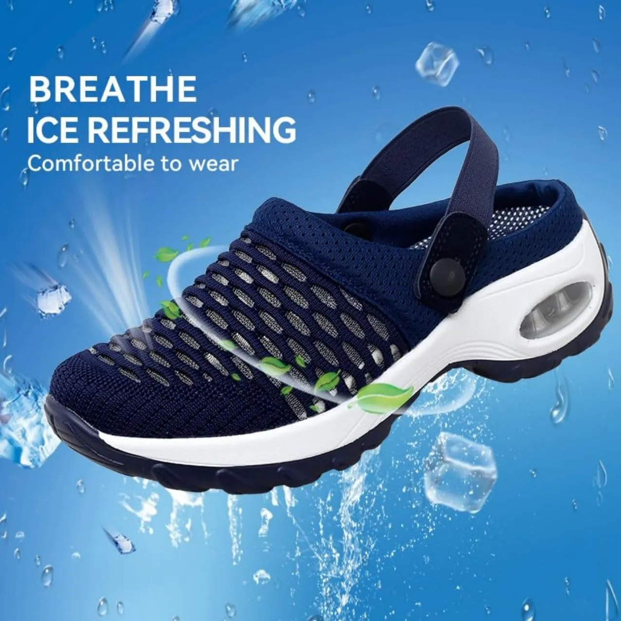 Mules Clogs for Women Summer Air Cushion Platform Mesh Mules Sneaker Sandals for Female Lightweight Beach Shoes Outdoor Slippers Walking Shoes Plantar Fasciitis Slippers Man Orthopedic Slip On Sandals